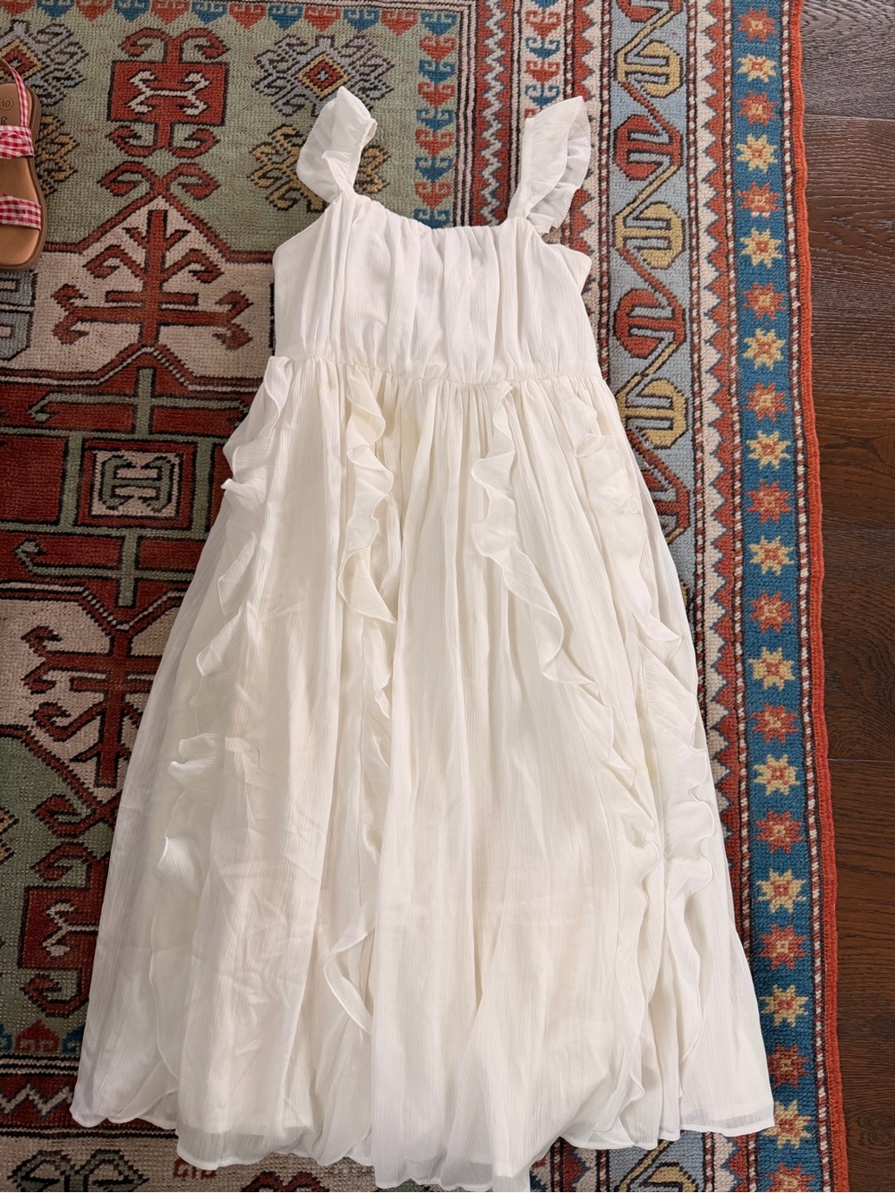 Crewcuts Cream Ruffle Maxi Dress for Girls
